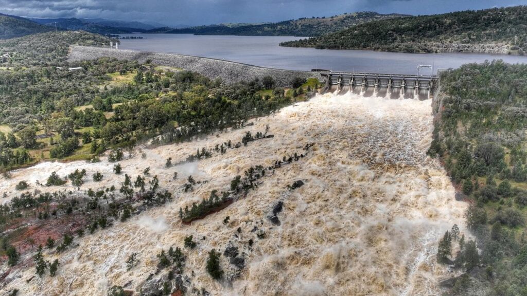 Heavy Rains Have Caused Record Amounts of Water to Spill over from Wyangala Dam in the South West Slopes area of NSW, Creating a Flooding Emergency