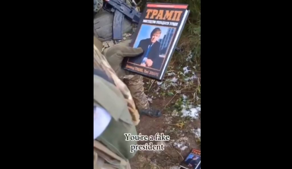 Ukrainian Azov Battalion Soldiers Burn Trump Books and MAGA Hats