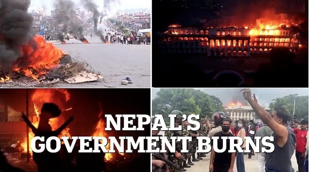Nepal’s PM Quits and Flees as his House is Burned Down by Protesters who also Chase Finance Minister Through Streets and Attack him Following Outcry over Social Media Ban